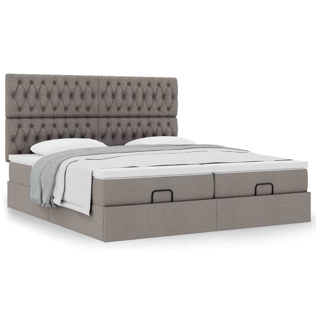 vidaXL Οθωμανικό κρεβάτι με στρώματα Taupe 160x200cm ύφασμα
