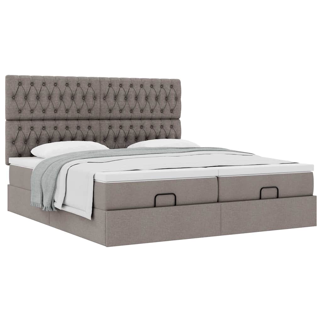 vidaXL Οθωμανικό κρεβάτι με στρώματα Taupe 160x200cm ύφασμα