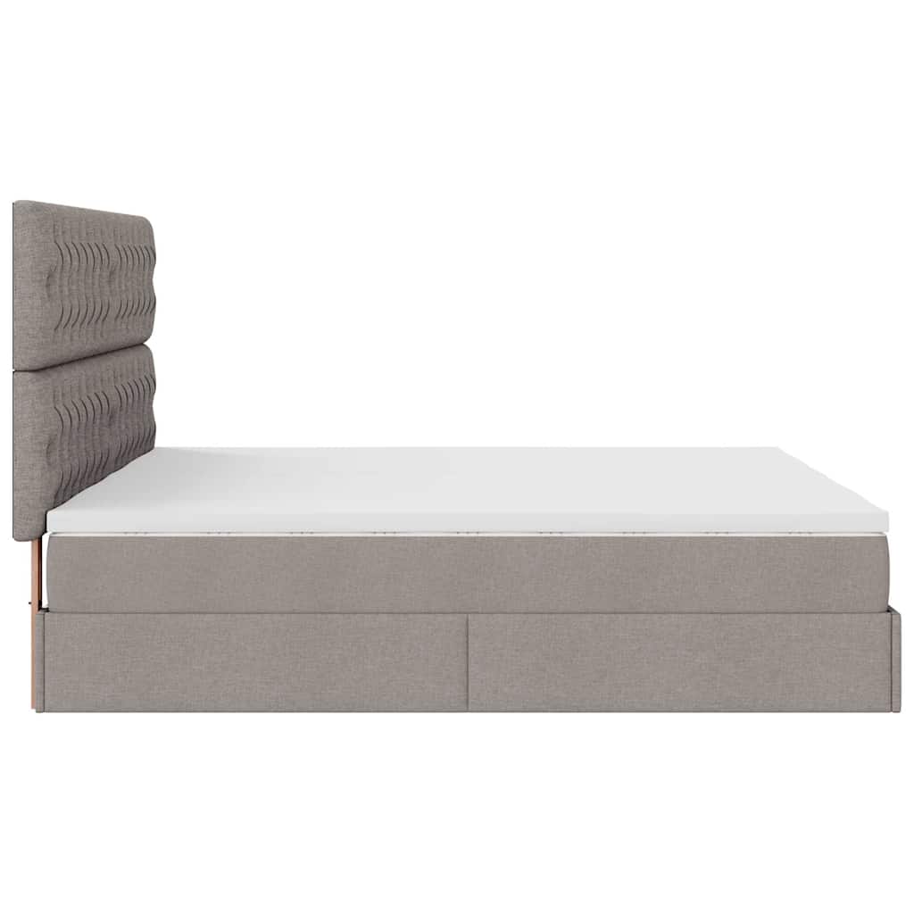 vidaXL Οθωμανικό κρεβάτι με στρώματα Taupe 160x200cm ύφασμα