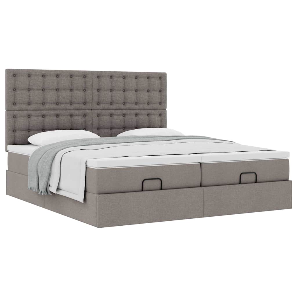 vidaXL Οθωμανικό κρεβάτι με στρώματα Taupe 160x200cm ύφασμα