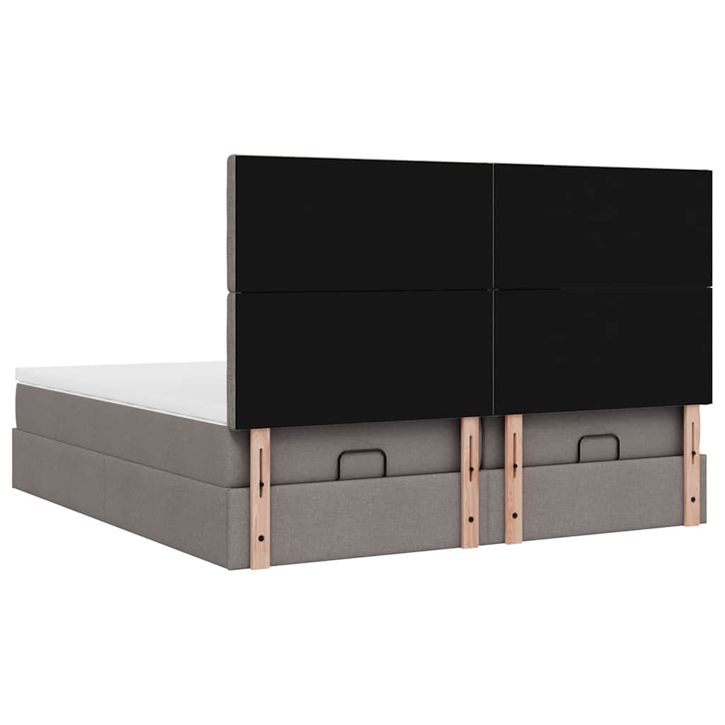 vidaXL Οθωμανικό κρεβάτι με στρώματα Taupe 160x200cm ύφασμα