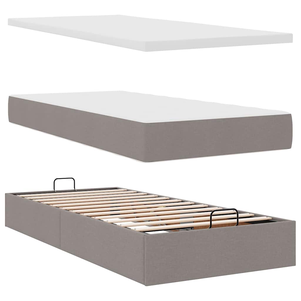 vidaXL Οθωμανικό κρεβάτι με στρώματα Taupe 160x200cm ύφασμα
