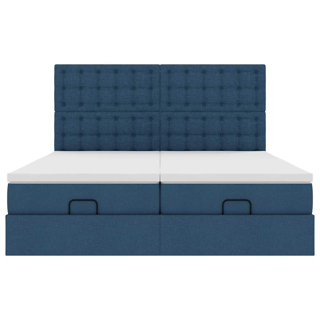 vidaXL Οθωμανικό κρεβάτι με στρώματα μπλε 160x200cm ύφασμα