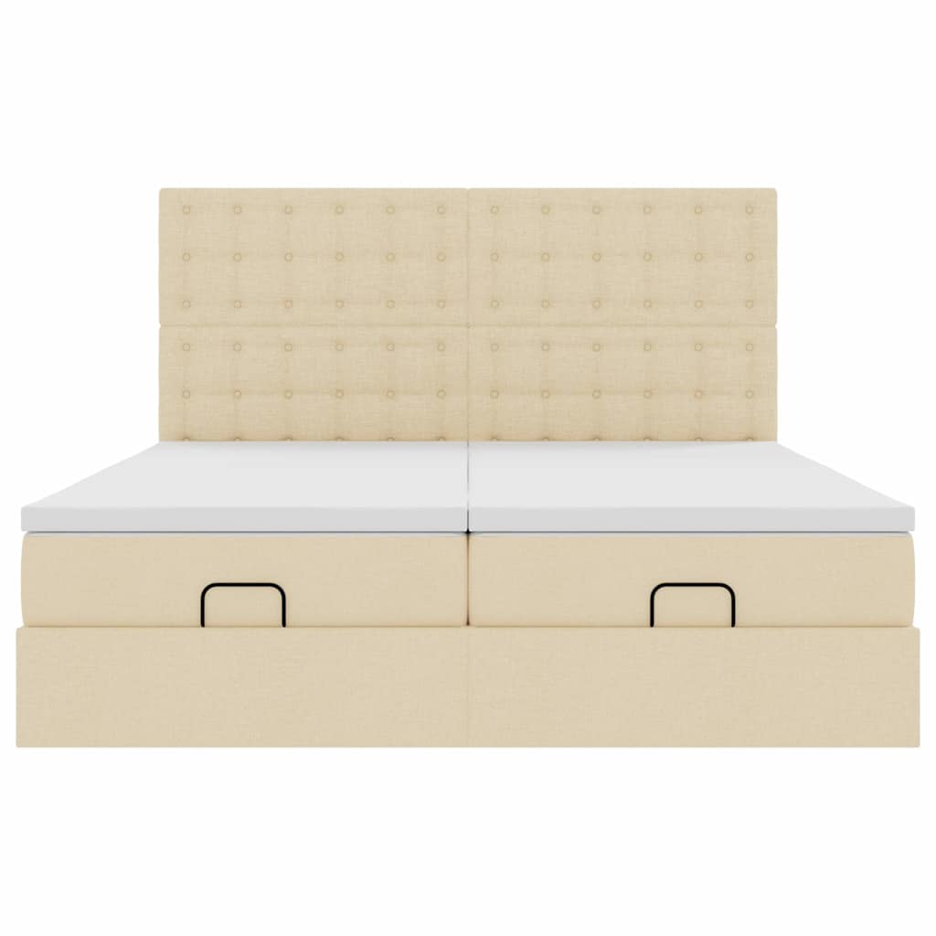 vidaXL Οθωμανικό κρεβάτι με στρώματα Κρέμα 180x200cm ύφασμα