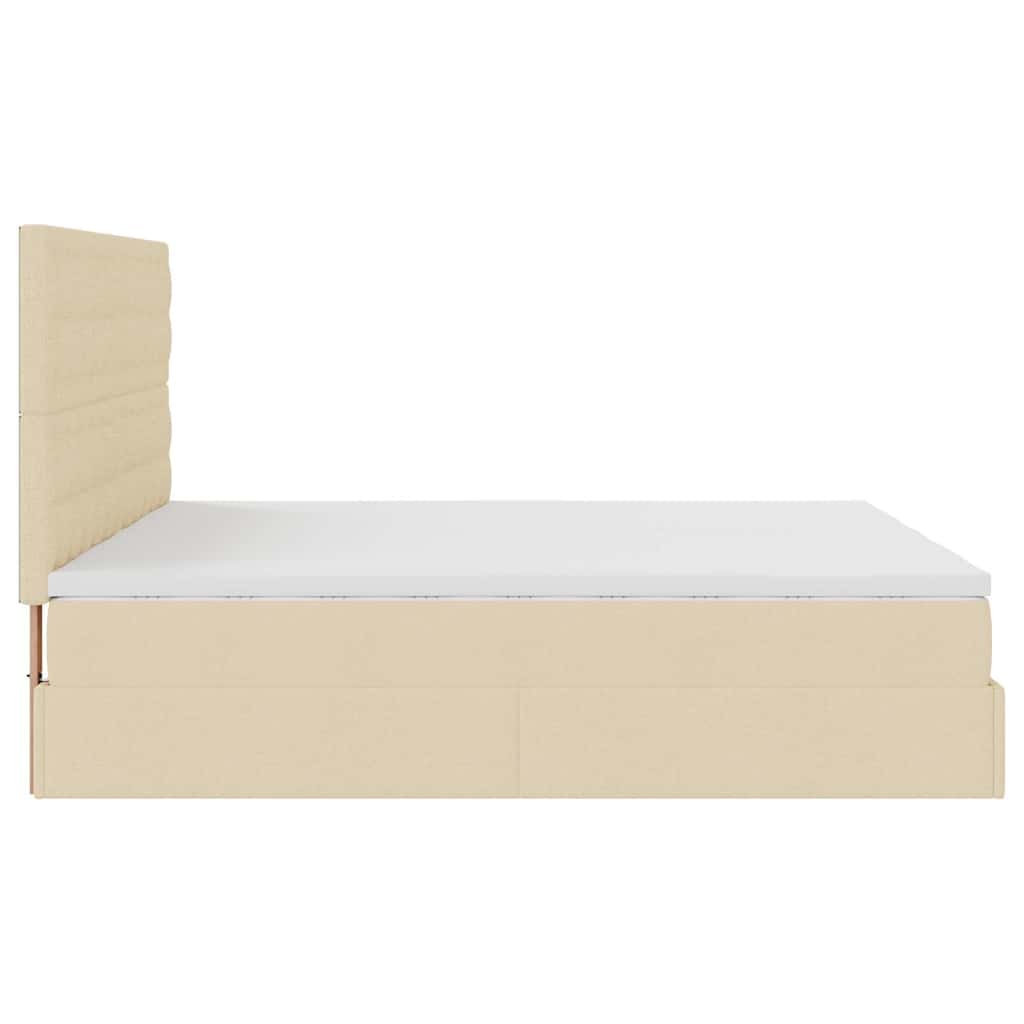 vidaXL Οθωμανικό κρεβάτι με στρώματα Κρέμα 180x200cm ύφασμα