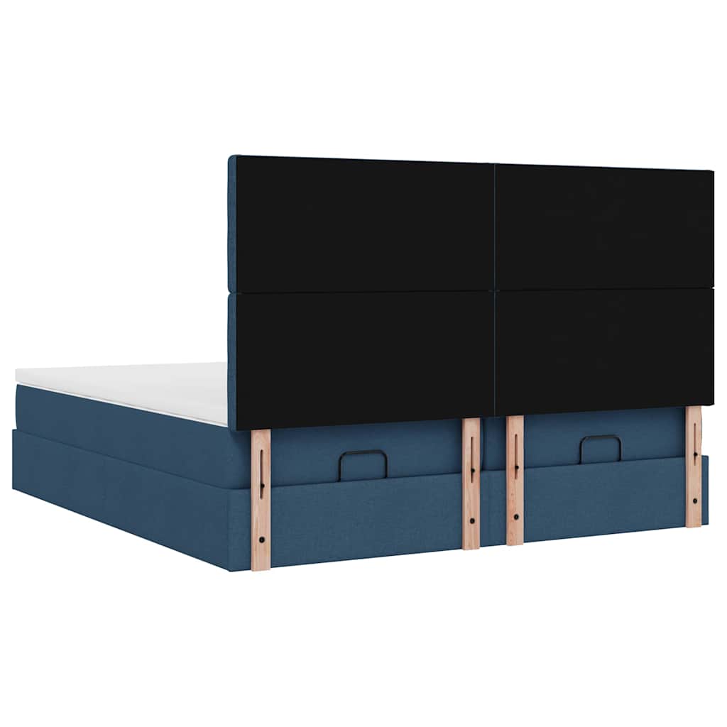 vidaXL Οθωμανικό κρεβάτι με στρώματα μπλε 200x200cm ύφασμα