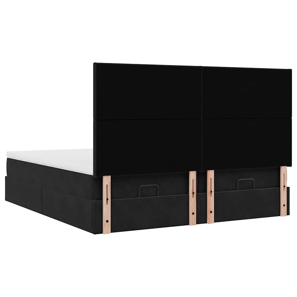 vidaXL Οθωμανικό κρεβάτι με στρώματα Μαύρο 160x200cm Velvet