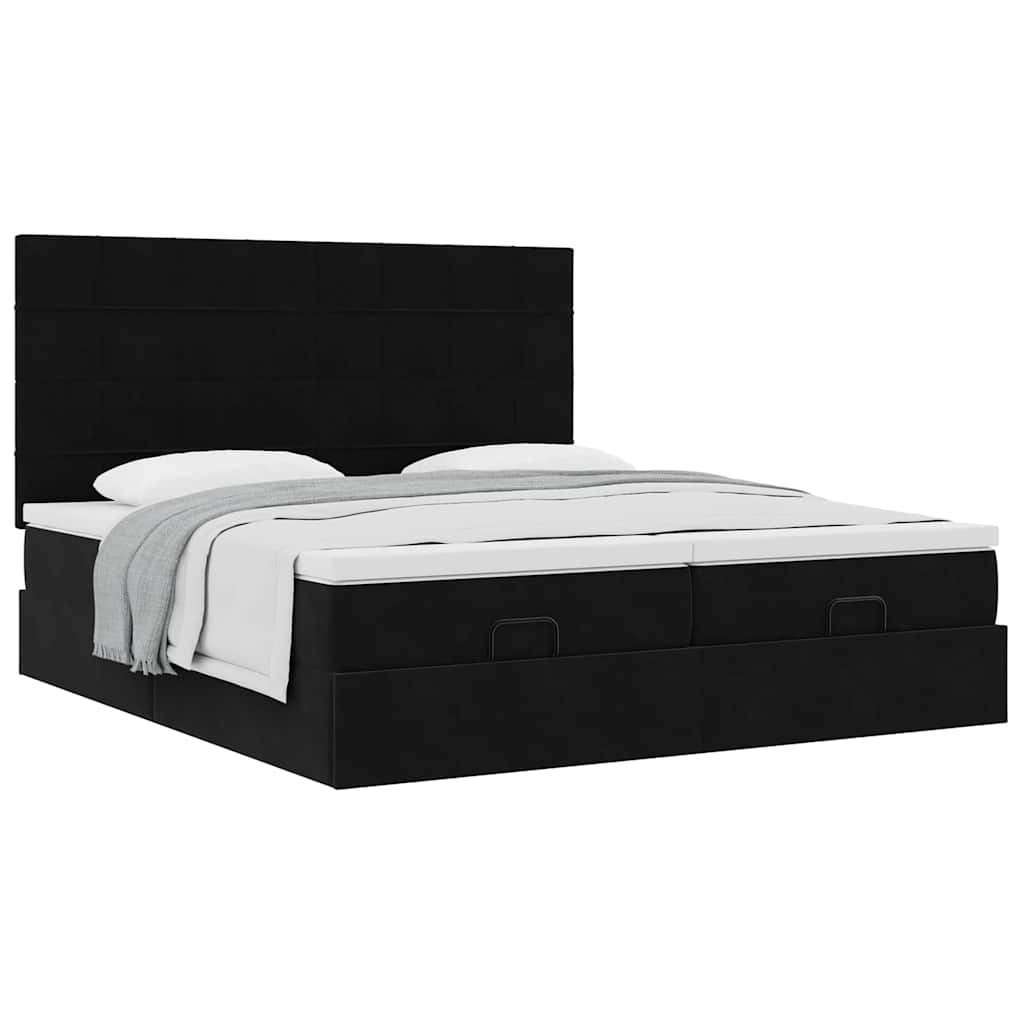 vidaXL Οθωμανικό κρεβάτι με στρώματα Μαύρο 160x200cm Velvet