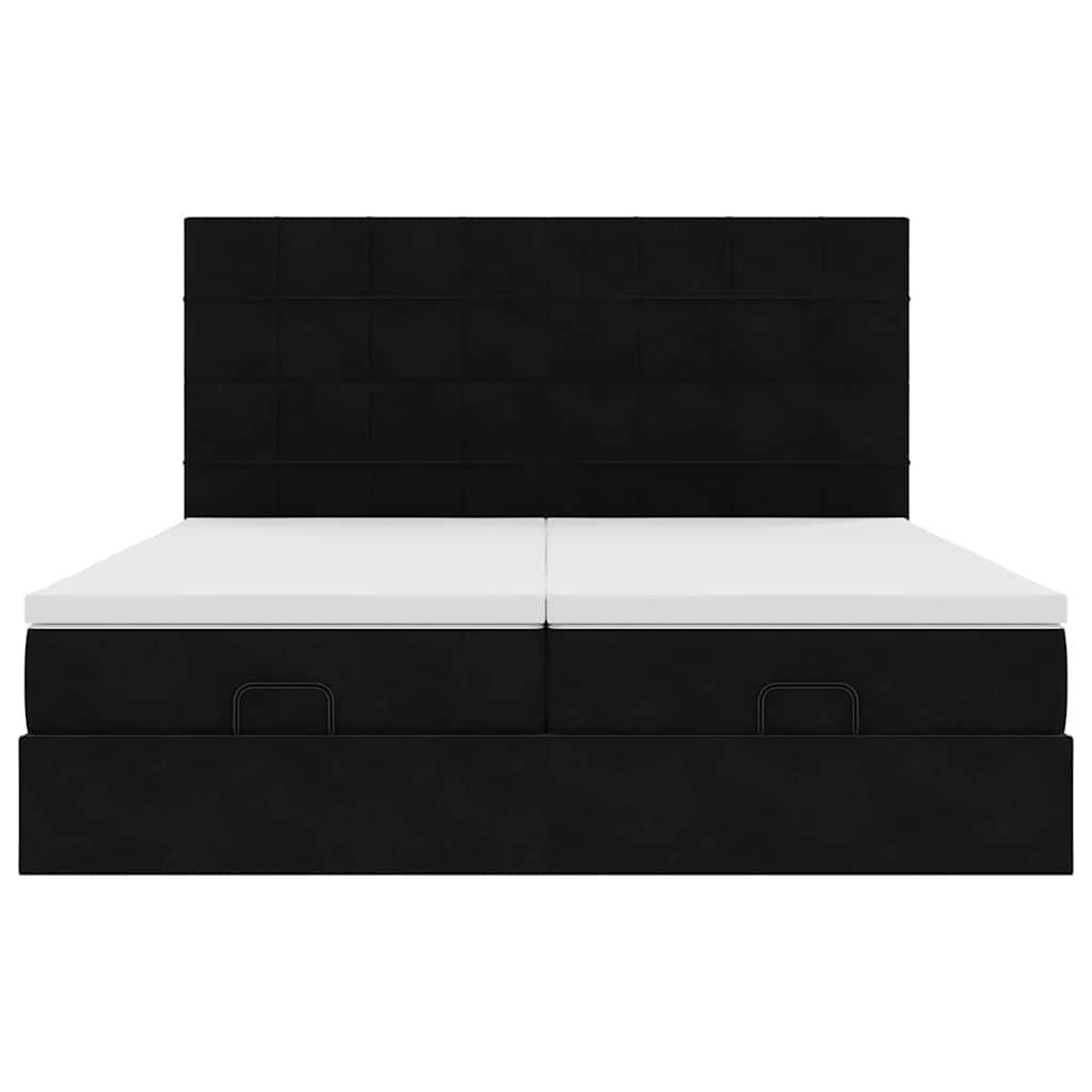 vidaXL Οθωμανικό κρεβάτι με στρώματα Μαύρο 160x200cm Velvet