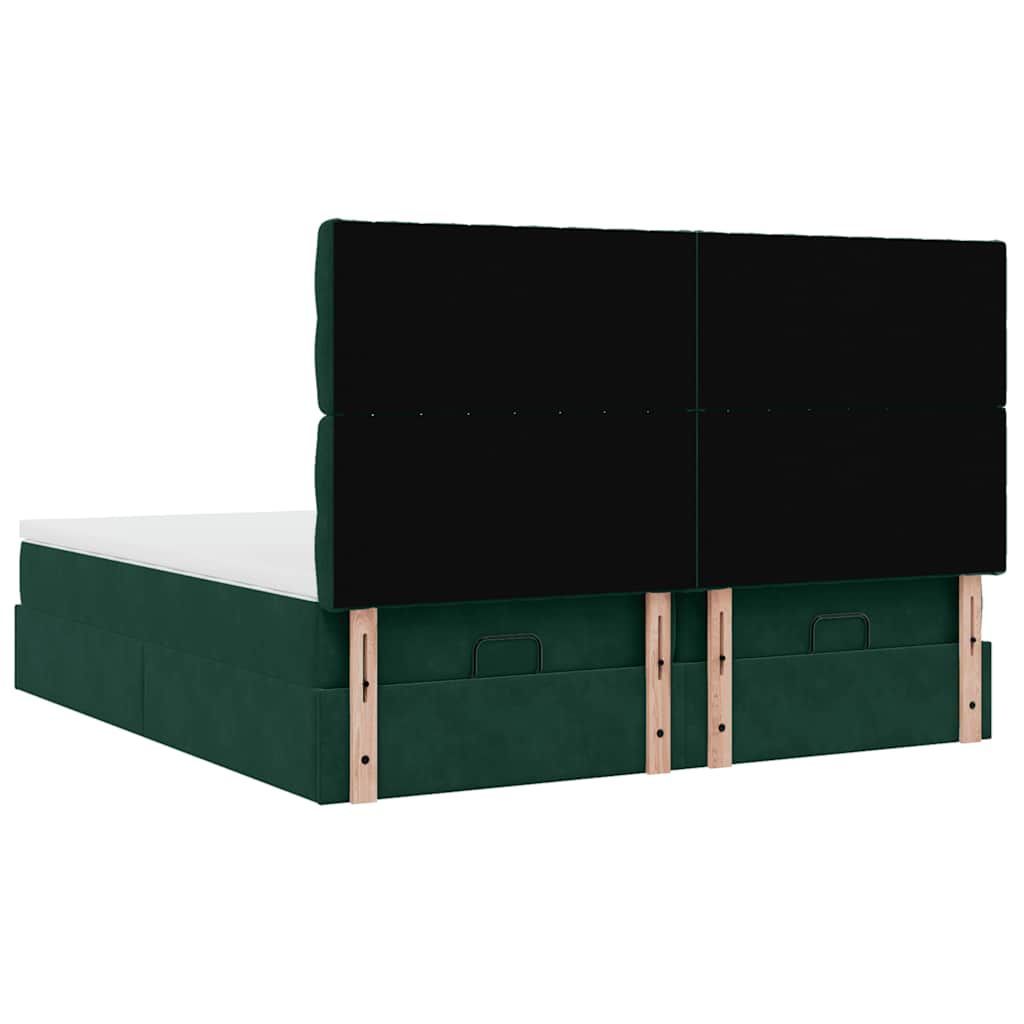 vidaXL Οθωμανικό κρεβάτι με στρώματα Σκούρο πράσινο 200x200cm Velvet