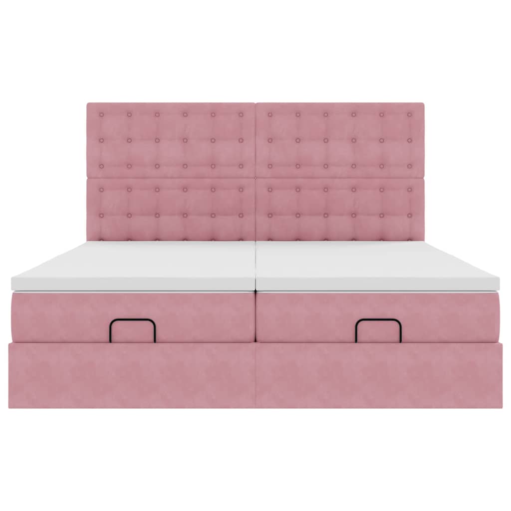 vidaXL Οθωμανικό κρεβάτι με στρώματα ροζ 160x200cm Velvet