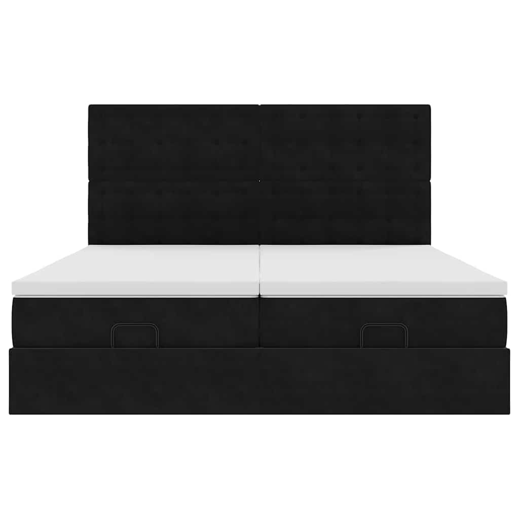 vidaXL Οθωμανικό κρεβάτι με στρώματα Μαύρο 180x200cm Velvet