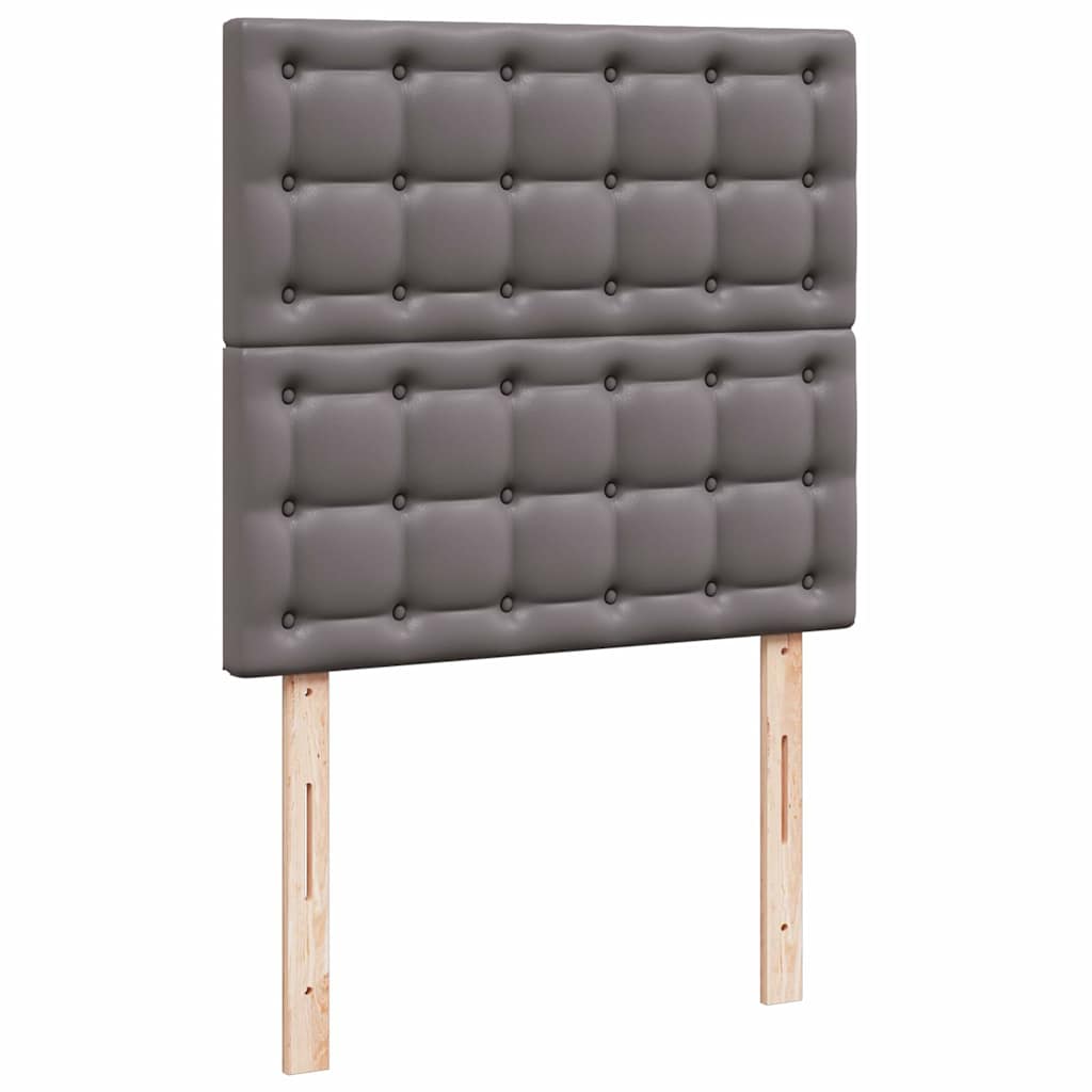 vidaXL Οθωμανικό κρεβάτι με στρώμα & LEDs Grey 90x190cm Faux Leather