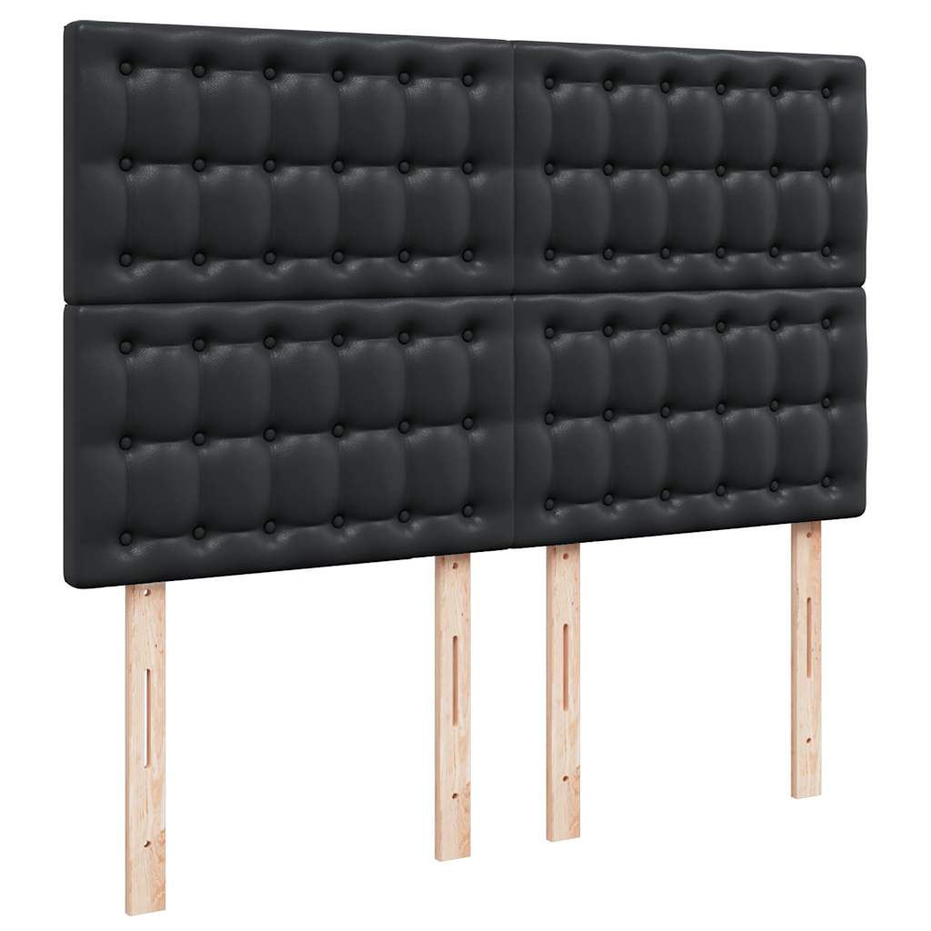 vidaXL Οθωμανικό κρεβάτι με στρώμα & LEDs Μαύρο 140x200cm Faux Leather