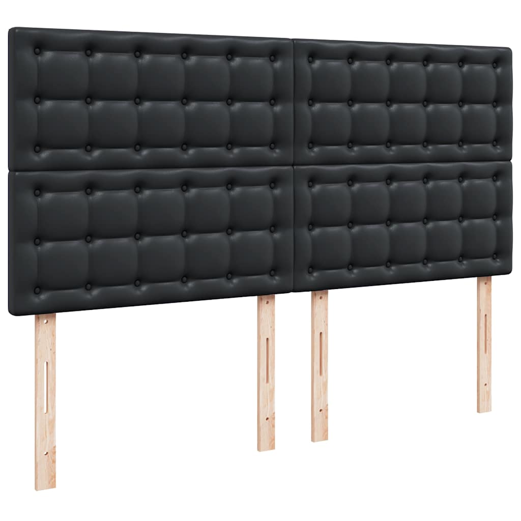vidaXL Οθωμανικό κρεβάτι με στρώμα & LEDs Μαύρο 180x200cm Faux Leather
