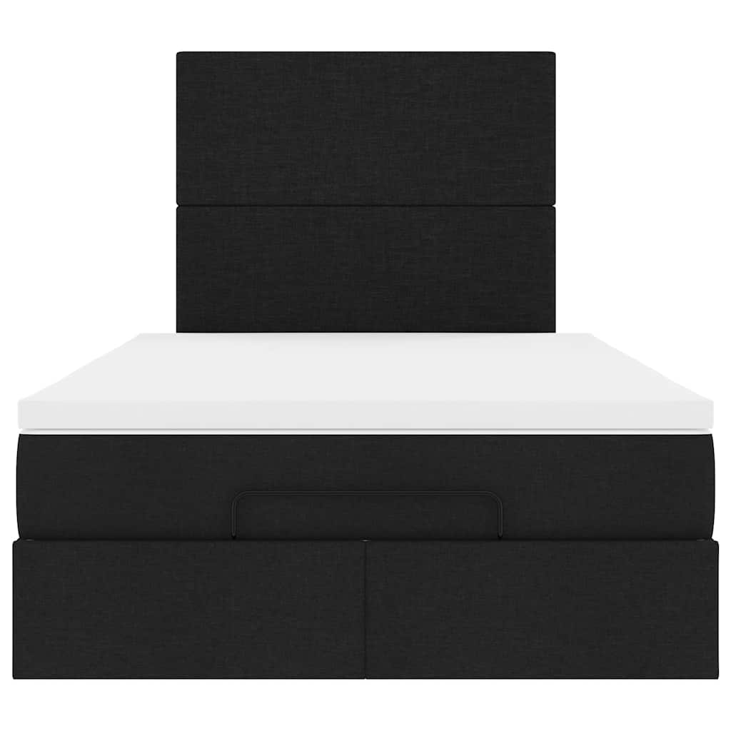 vidaXL Οθωμανικό κρεβάτι με στρώμα & LEDs Μαύρο 120x200 cm Ύφασμα