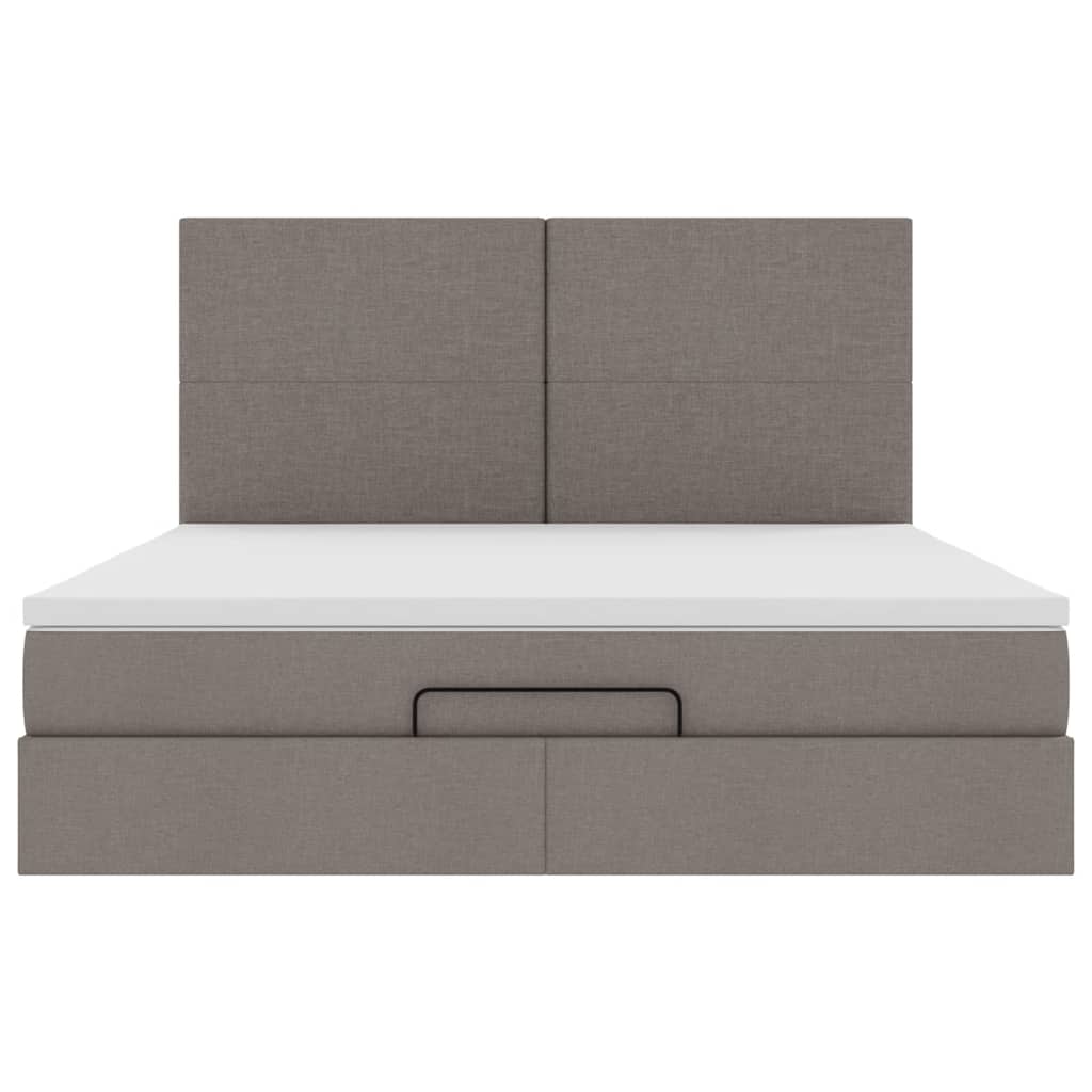 vidaXL Οθωμανικό κρεβάτι με στρώμα & LEDs Taupe 180x200cm ύφασμα