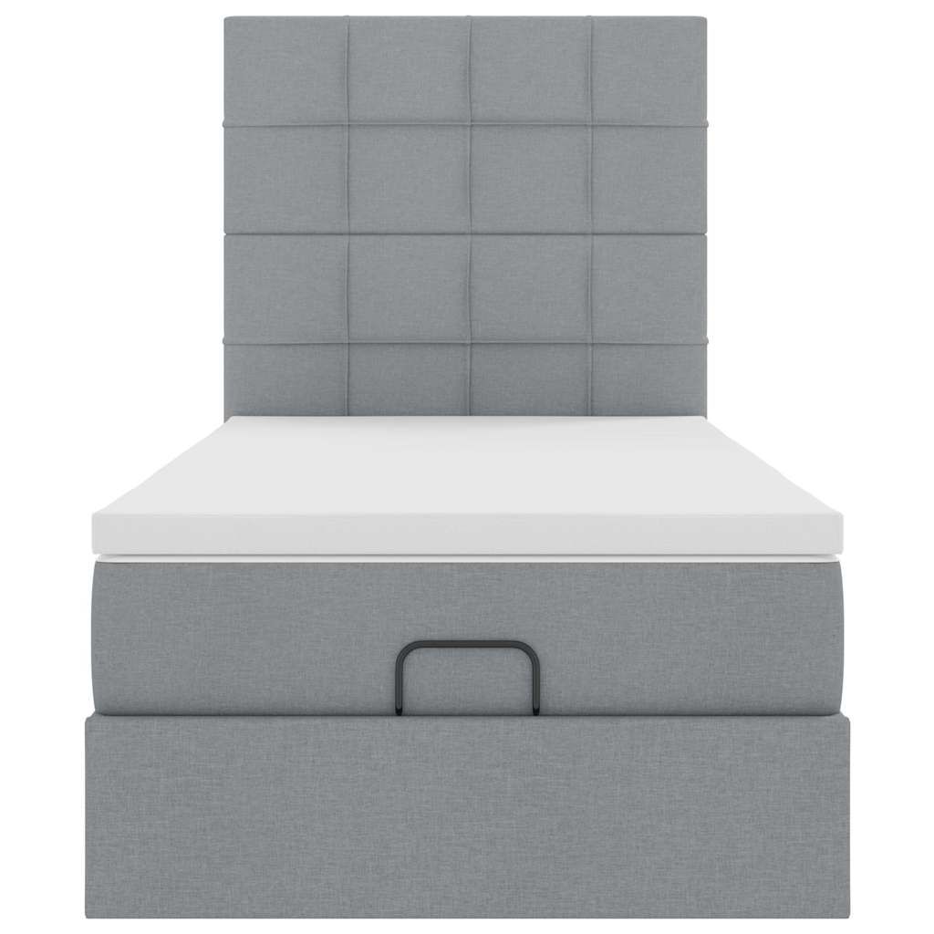 vidaXL Οθωμανικό κρεβάτι με στρώμα & LEDs Ανοιχτό γκρι 80x200cm ύφασμα