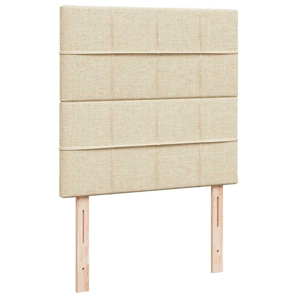 vidaXL Οθωμανικό κρεβάτι με στρώμα & LEDs Cream 100x200 cm Ύφασμα
