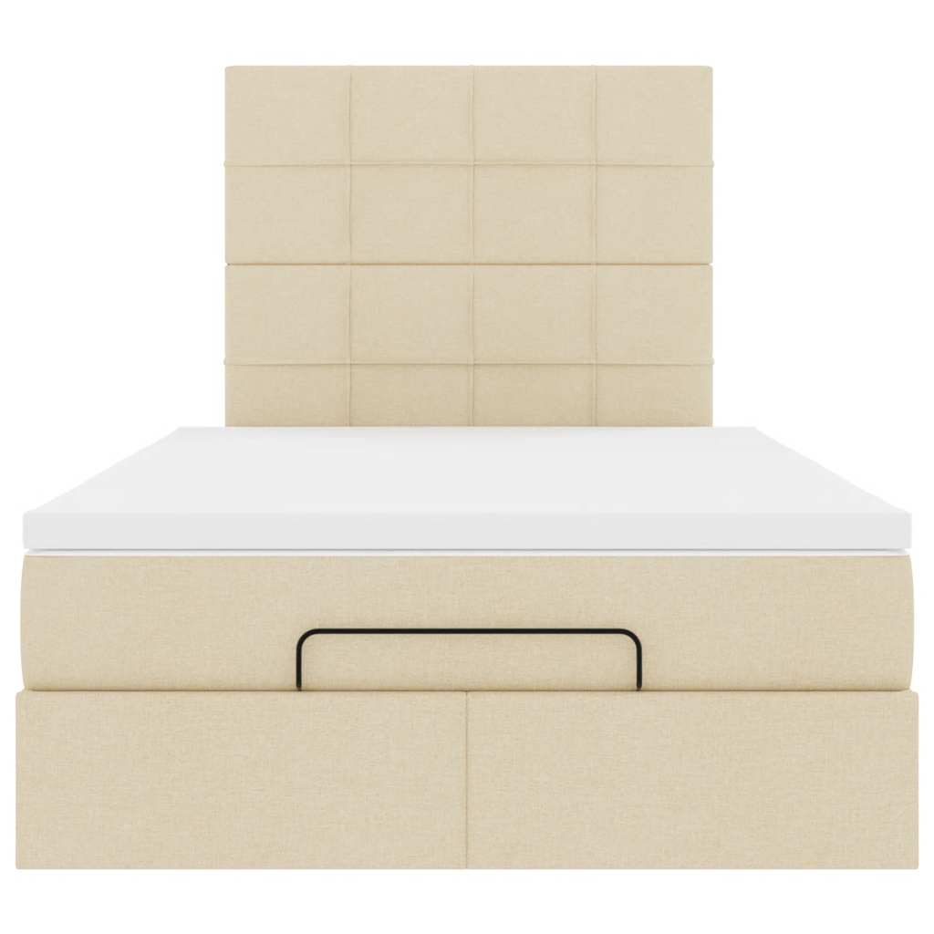 vidaXL Οθωμανικό κρεβάτι με στρώμα & LEDs Cream 120x190cm ύφασμα