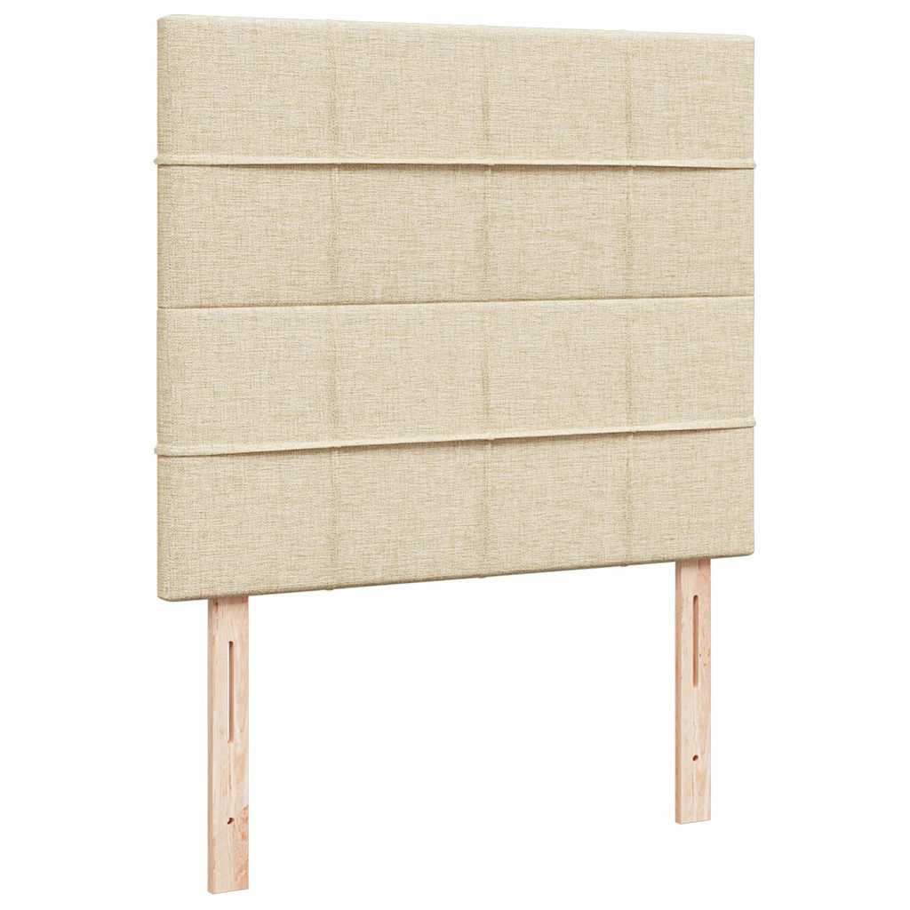 vidaXL Οθωμανικό κρεβάτι με στρώμα & LEDs Cream 120x190cm ύφασμα