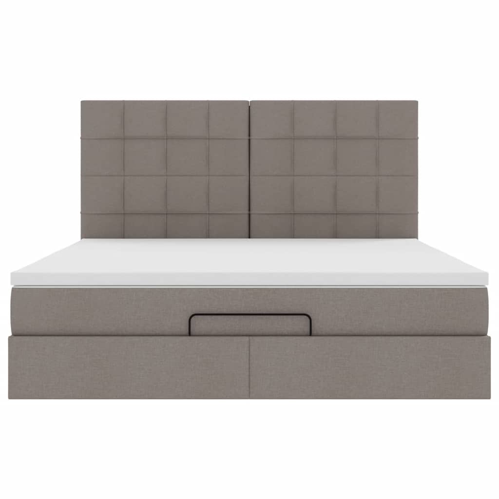 vidaXL Οθωμανικό κρεβάτι με στρώμα & LEDs Taupe 180x200cm ύφασμα