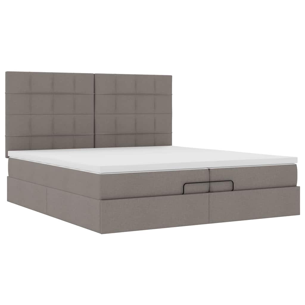 vidaXL Οθωμανικό κρεβάτι με στρώματα & LEDs Taupe 200x200cm ύφασμα
