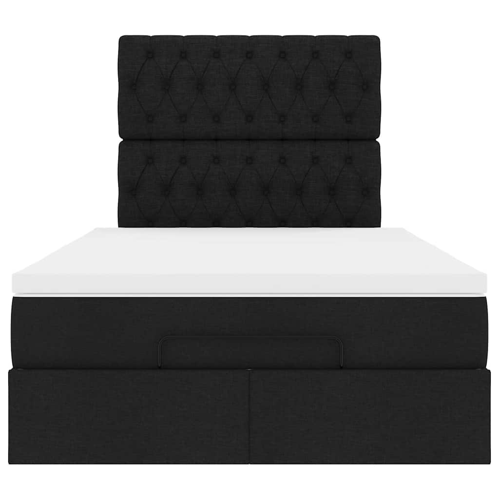 vidaXL Οθωμανικό κρεβάτι με στρώμα & LEDs Μαύρο 120x200 cm Ύφασμα