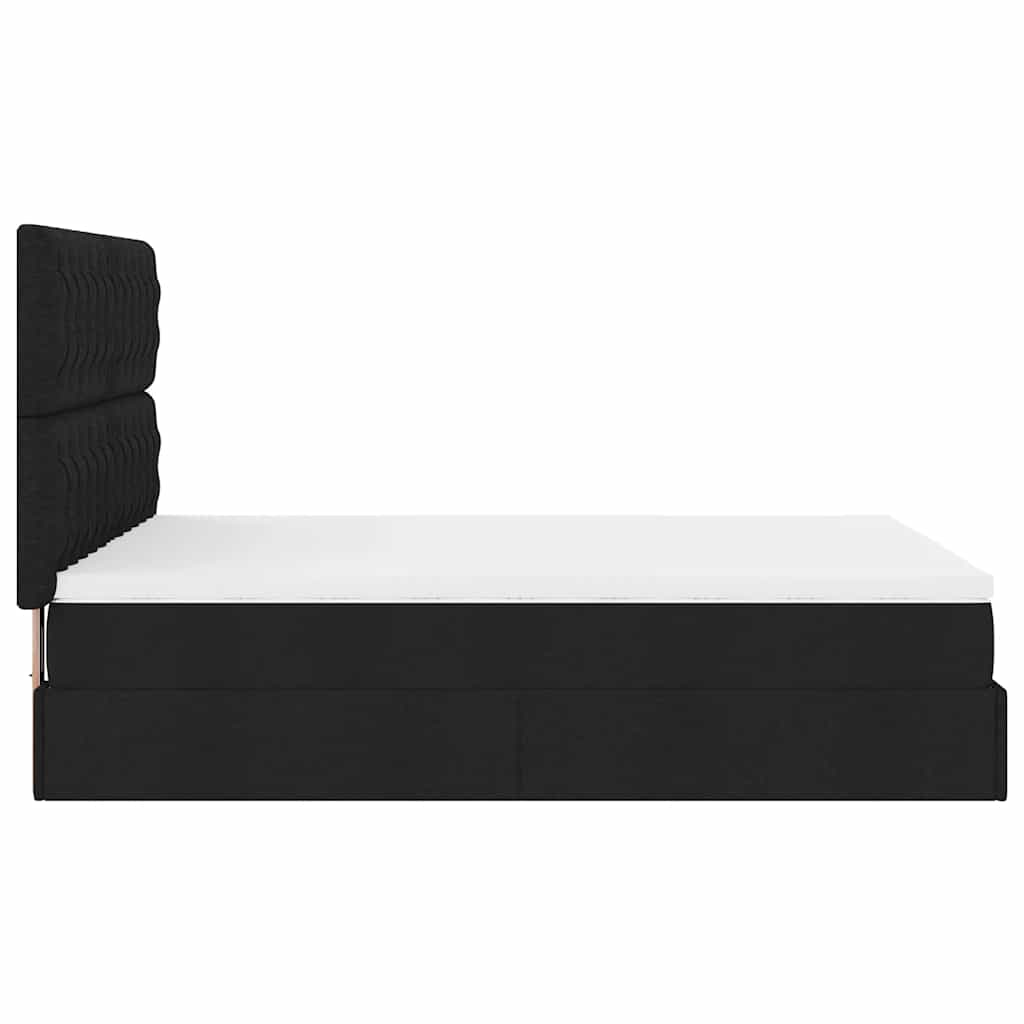 vidaXL Οθωμανικό κρεβάτι με στρώμα & LEDs Μαύρο 140x190 cm Ύφασμα