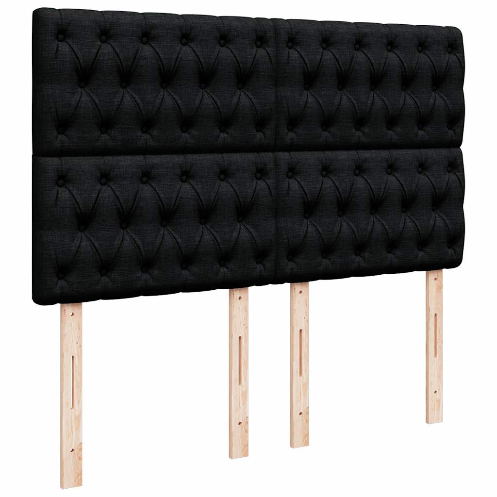 vidaXL Οθωμανικό κρεβάτι με στρώμα & LEDs Μαύρο 140x200 cm Ύφασμα