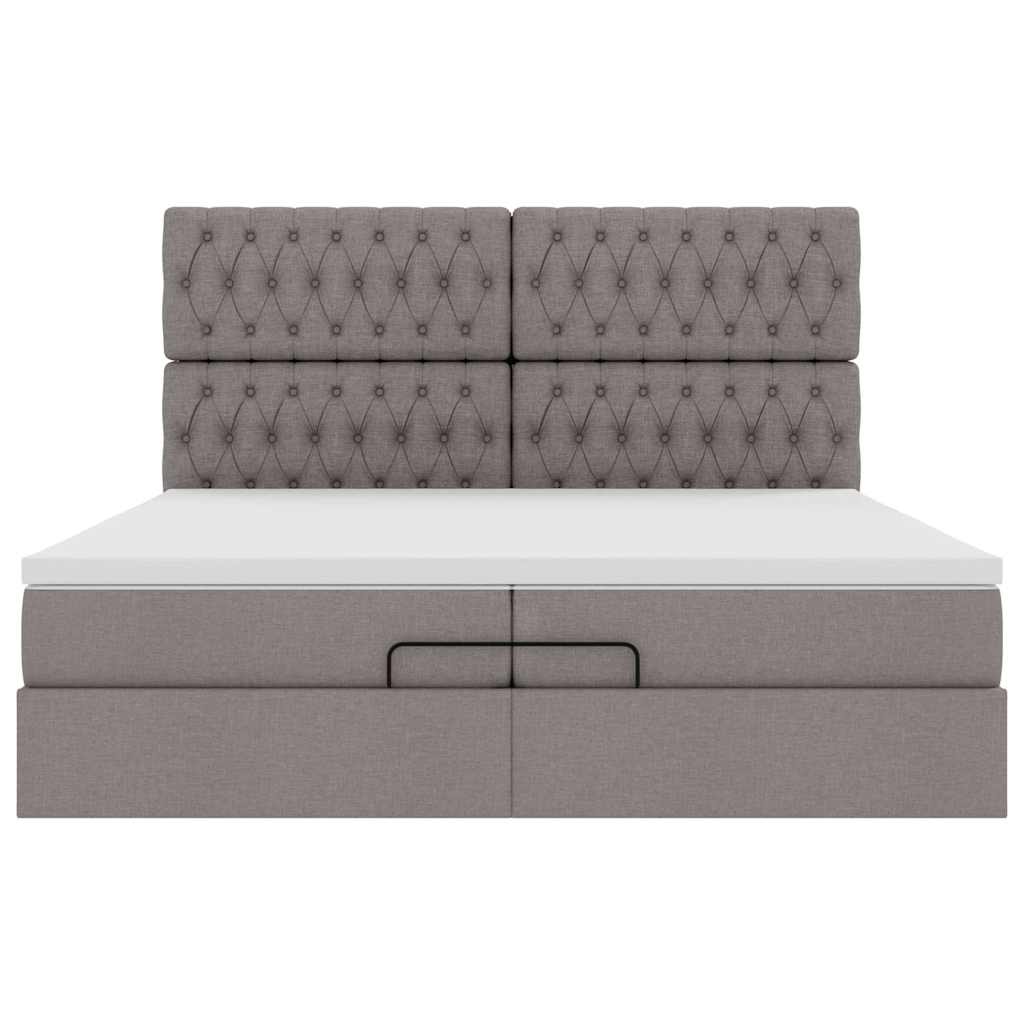 vidaXL Οθωμανικό κρεβάτι με στρώματα & LEDs Taupe 200x200cm ύφασμα