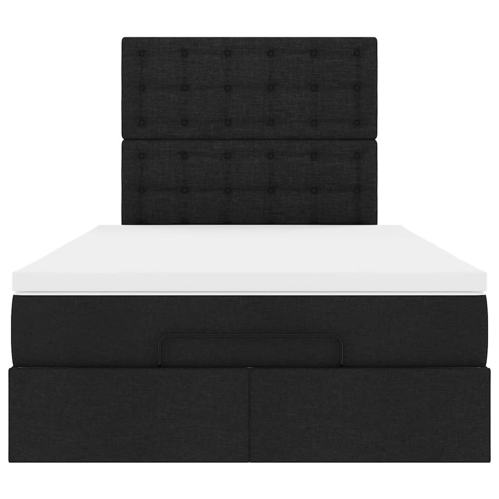 vidaXL Οθωμανικό κρεβάτι με στρώμα & LEDs Μαύρο 120x190 cm Ύφασμα