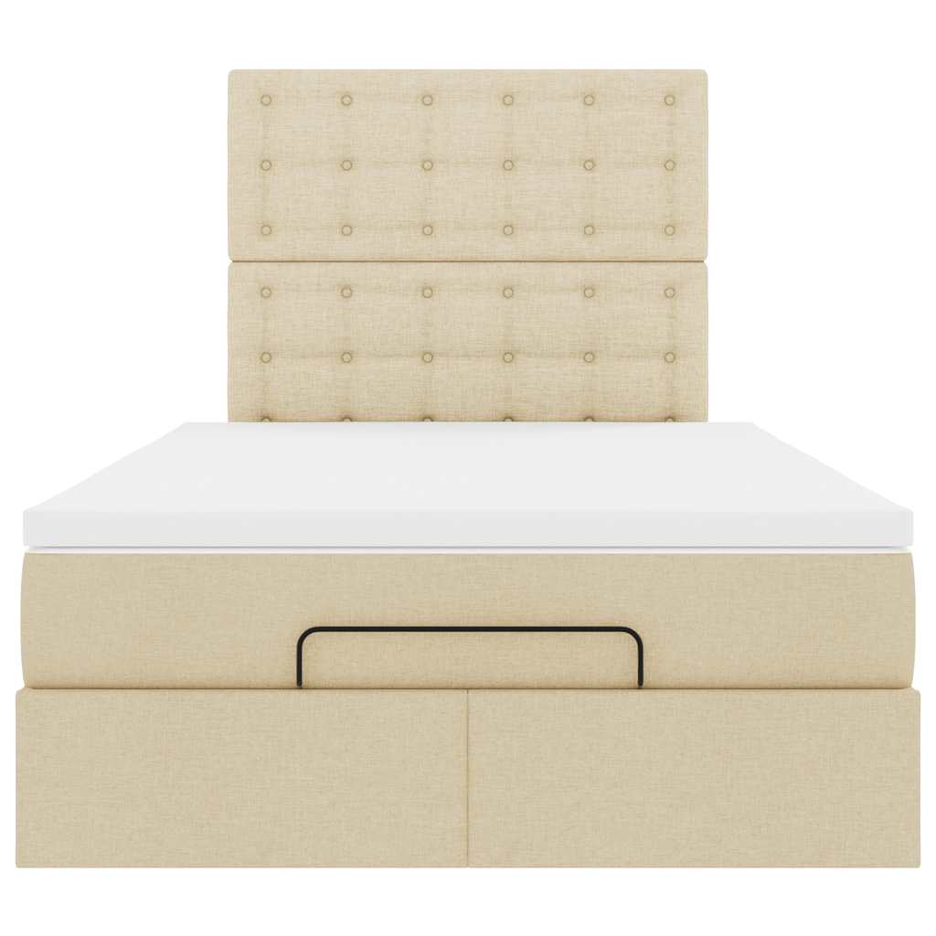 vidaXL Οθωμανικό κρεβάτι με στρώμα & LEDs Cream 120x190cm ύφασμα