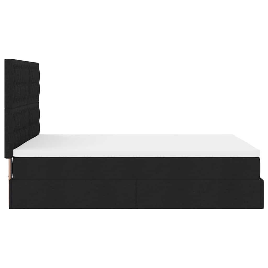 vidaXL Οθωμανικό κρεβάτι με στρώμα & LEDs Μαύρο 140x200 cm Ύφασμα