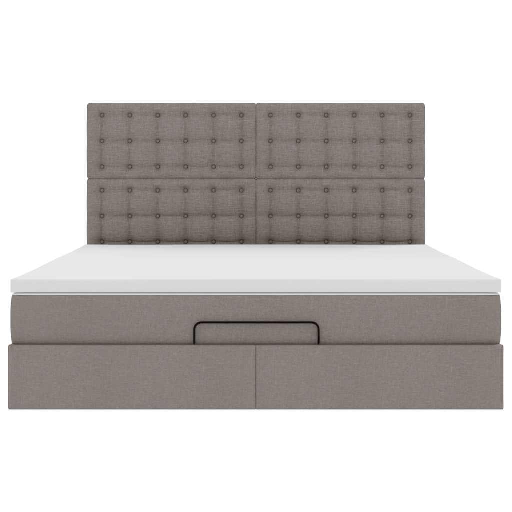 vidaXL Οθωμανικό κρεβάτι με στρώμα & LEDs Taupe 180x200cm ύφασμα
