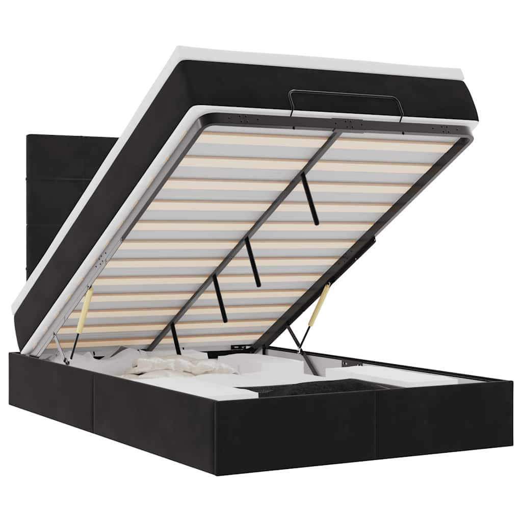 vidaXL Οθωμανικό κρεβάτι με στρώματα & LEDs Μαύρο 120x190cm Velvet