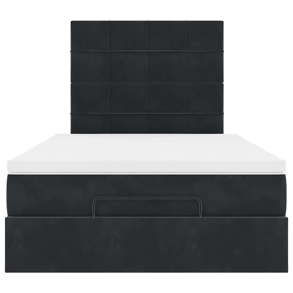 vidaXL Οθωμανικό κρεβάτι με στρώματα & LEDs Μαύρο 120x190cm Velvet