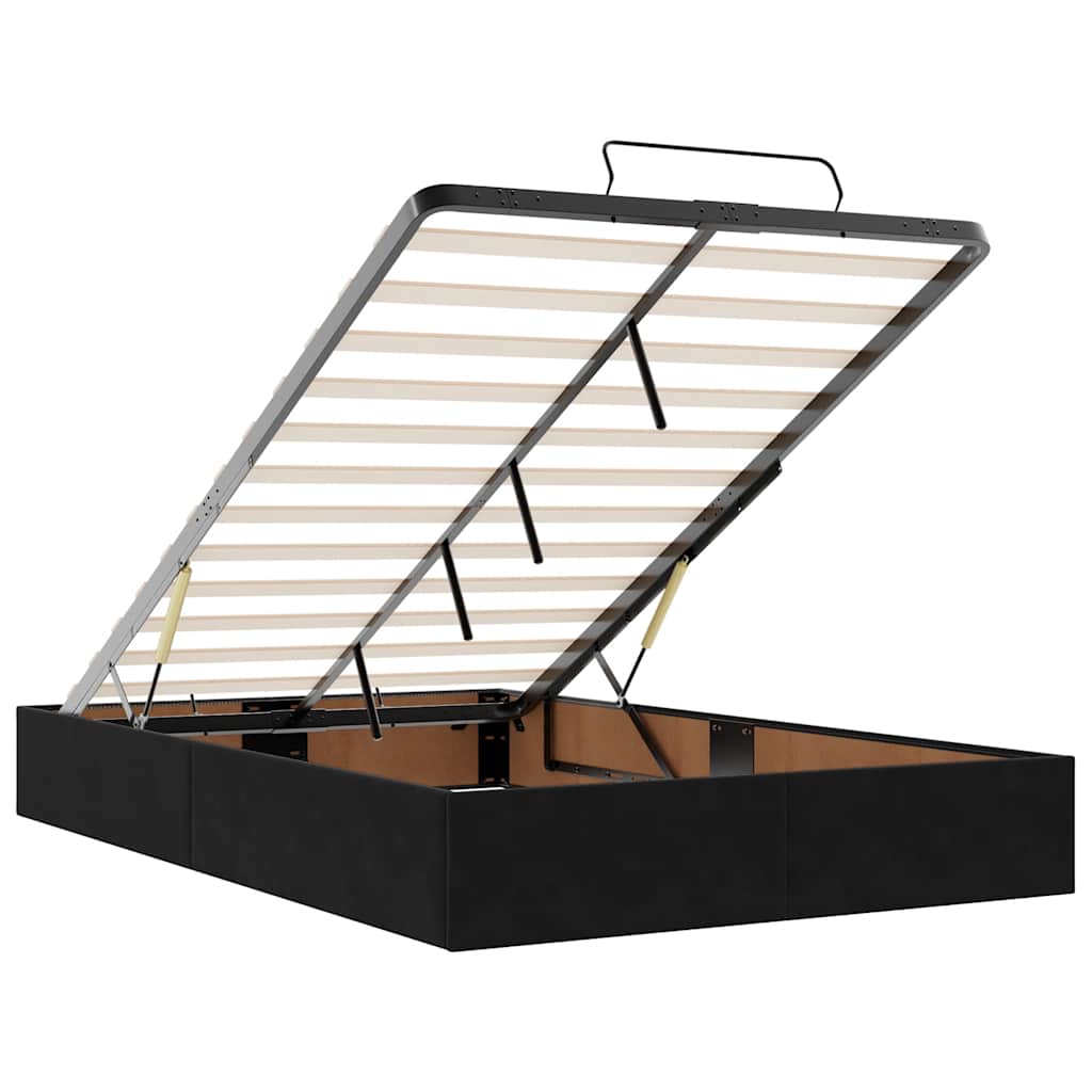 vidaXL Οθωμανικό κρεβάτι με στρώματα & LEDs Μαύρο 120x190cm Velvet