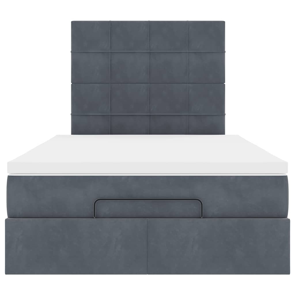 vidaXL Οθωμανικό κρεβάτι με στρώματα & LEDs Σκούρο γκρι Velvet