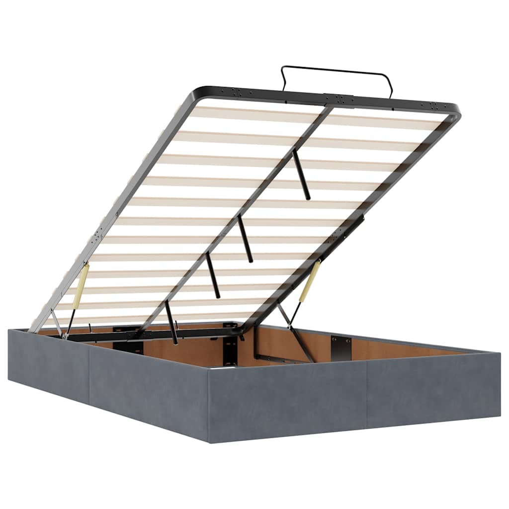 vidaXL Οθωμανικό κρεβάτι με στρώματα & LEDs Σκούρο γκρι Velvet