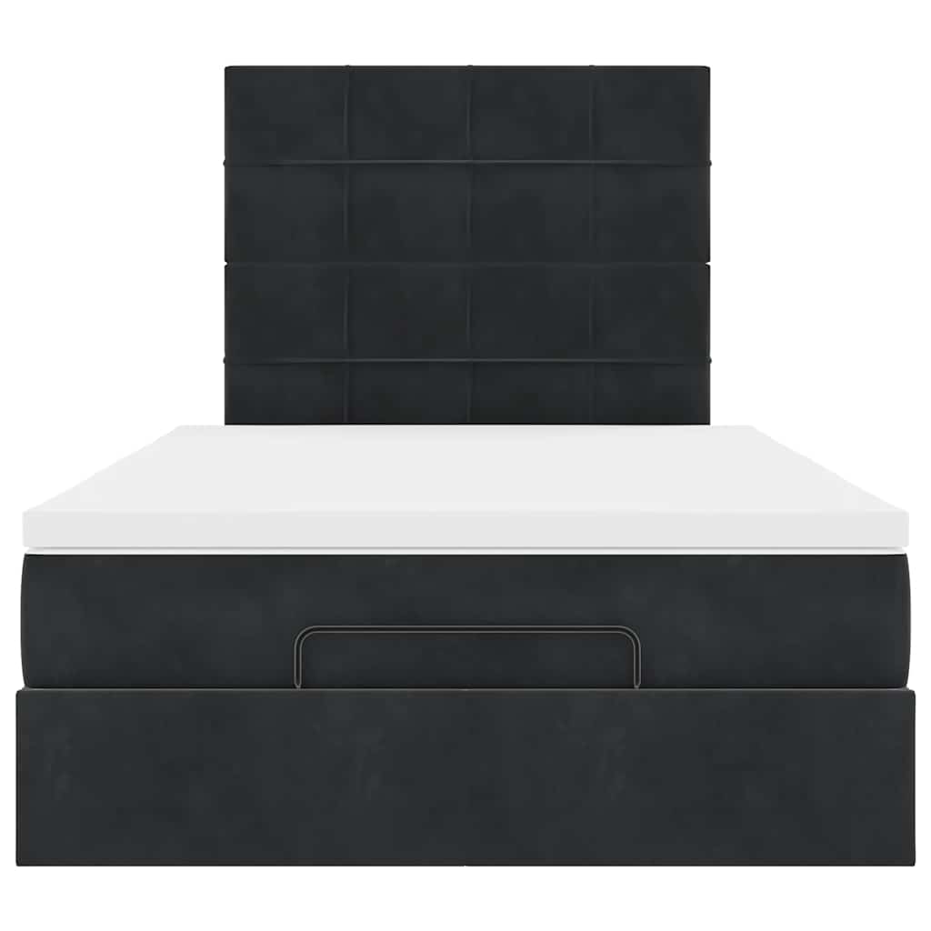 vidaXL Οθωμανικό κρεβάτι με στρώματα & LEDs Μαύρο 120x200cm Velvet