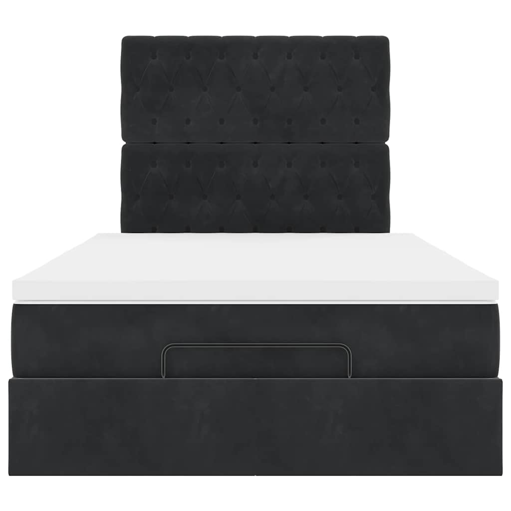 vidaXL Οθωμανικό κρεβάτι με στρώματα & LEDs Μαύρο 120x190cm Velvet