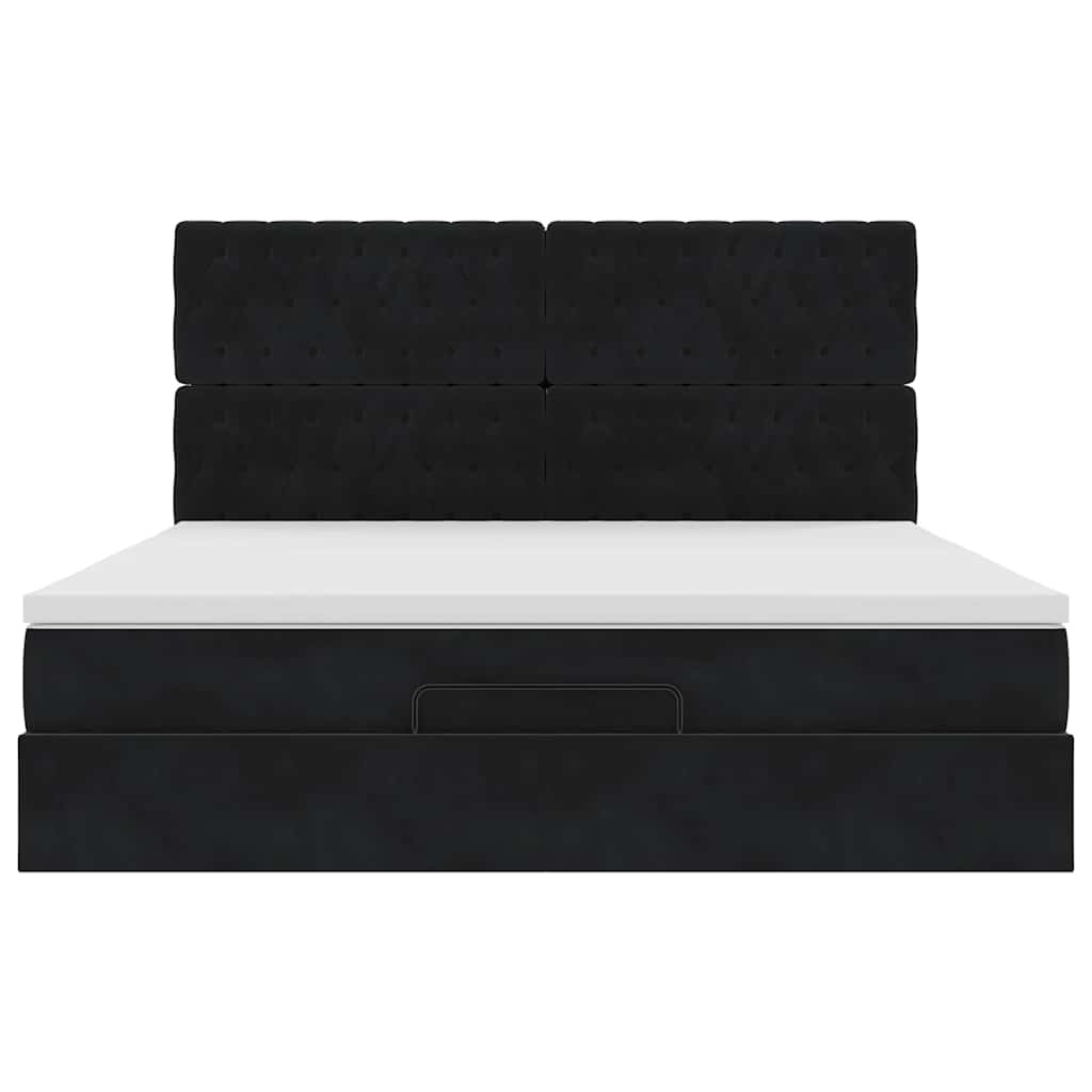 vidaXL Οθωμανικό κρεβάτι με στρώματα & LEDs Μαύρο 180x200cm Velvet