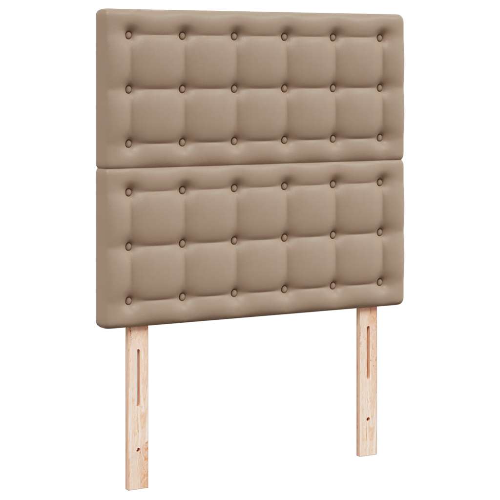 vidaXL Οθωμανικό κρεβάτι με στρώματα & LEDs Cappuccino Faux Leather