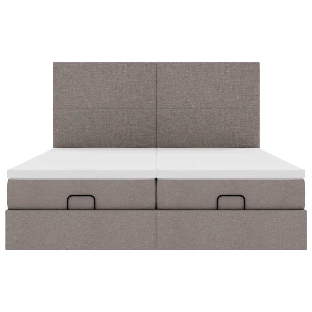 vidaXL Οθωμανικό κρεβάτι με στρώματα & LEDs Taupe 180x200cm ύφασμα
