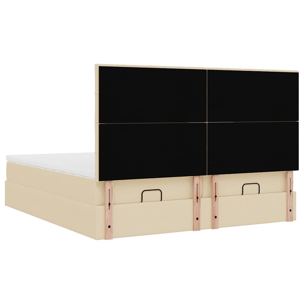 vidaXL Οθωμανικό κρεβάτι με στρώματα & LEDs Κρέμα 200x200cm ύφασμα