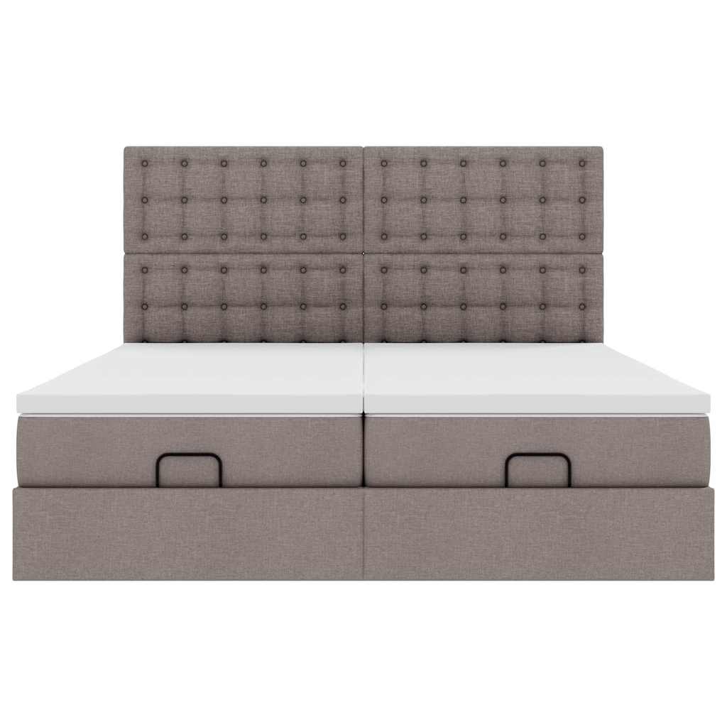 vidaXL Οθωμανικό κρεβάτι με στρώματα & LEDs Taupe 200x200cm ύφασμα