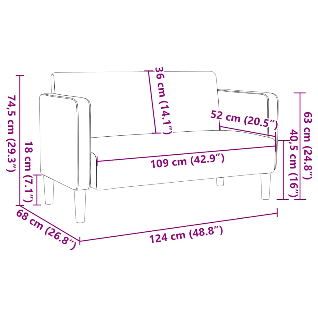vidaXL Καναπές Loveseat Σκούρο Πράσινο 109 εκ. ύφασμα Corduroy
