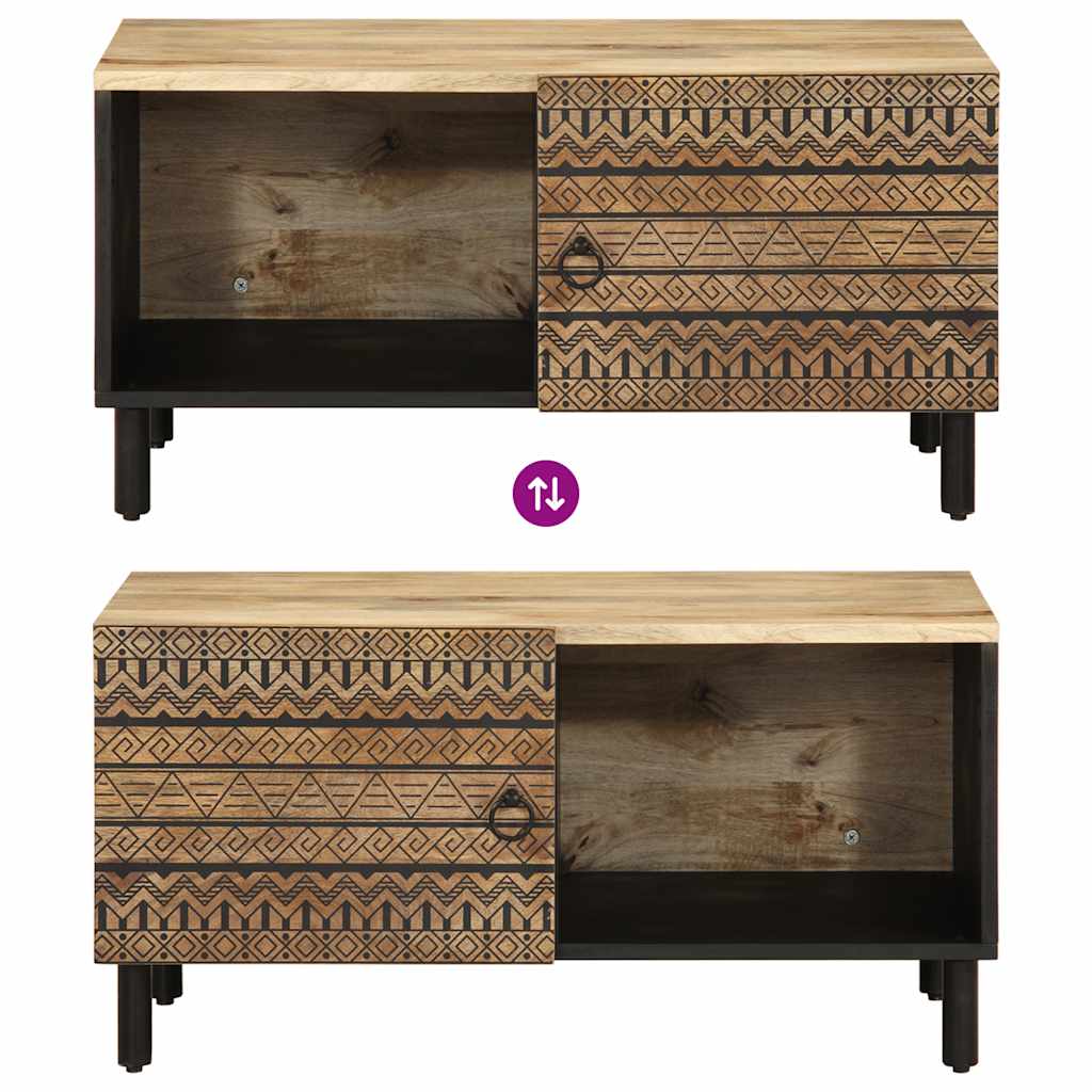 vidaXL Τραπεζάκι Σαλονιού Μαύρο 80x50x40 cm Μασίφ τραχύ ξύλο Μάνγκο