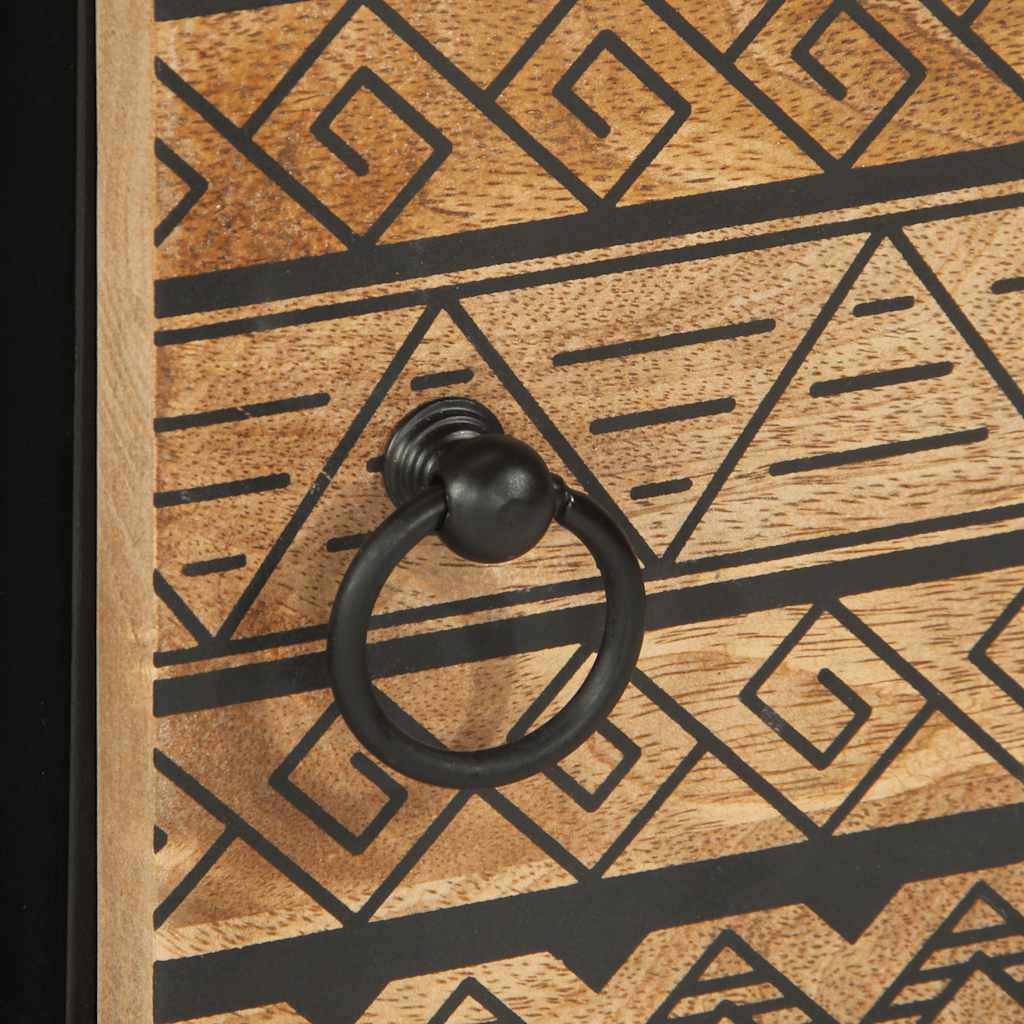 vidaXL Τραπεζάκι Σαλονιού Μαύρο 80x50x40 cm Μασίφ τραχύ ξύλο Μάνγκο